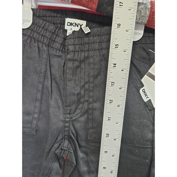 DKNY Size 12M Set Of 3, Red Vest/ Black Pants/ Red Plaid Button Up Long Sleeve - Picture 9 of 12